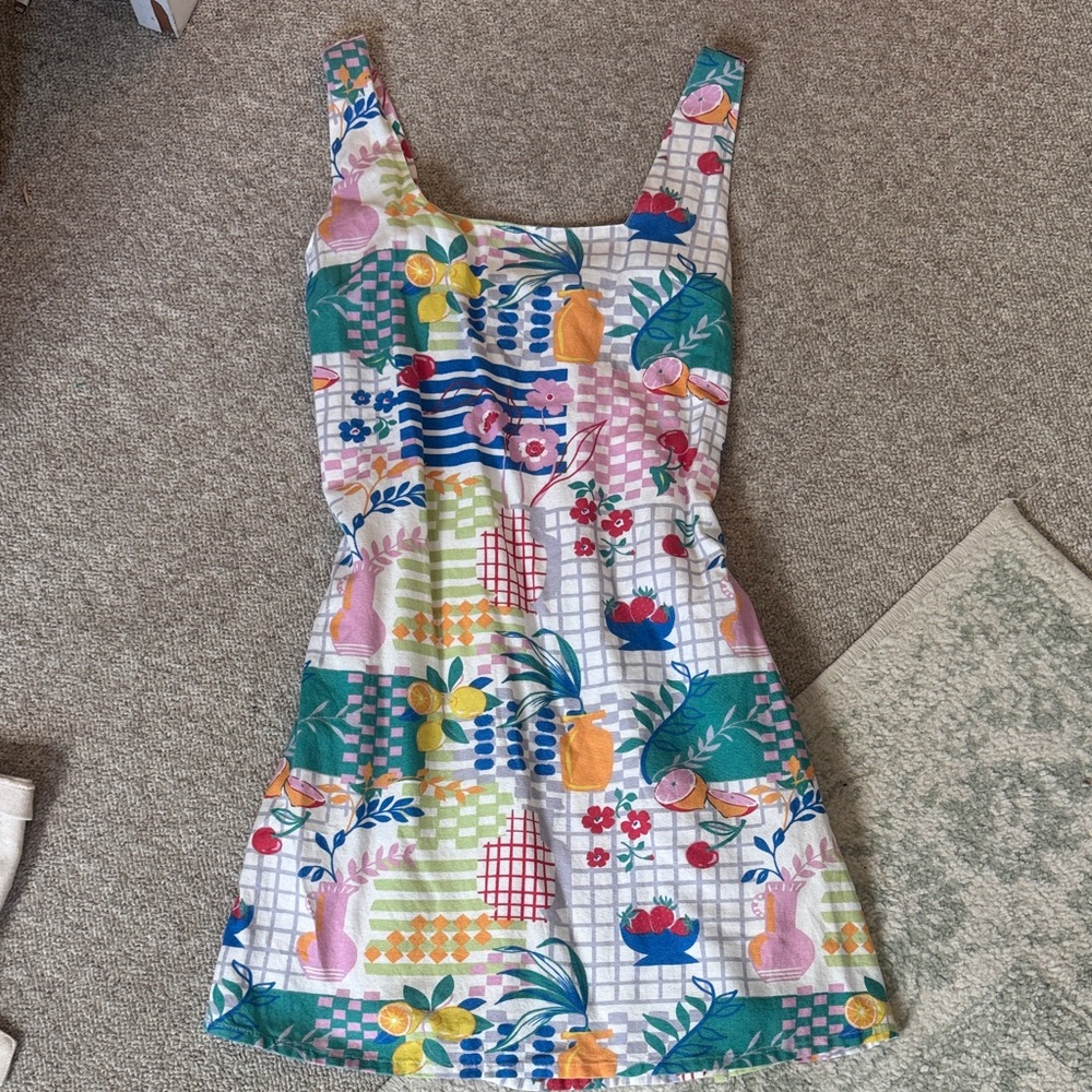Colorful Garden Print Tank Dress
